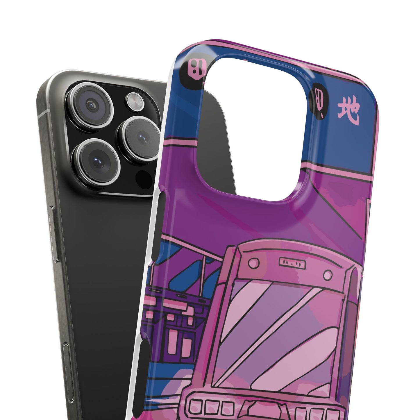 iPhone case with Japanese Vaporwave cityscape for iPhone 16, 15, 14 and 13. Neon Asian style