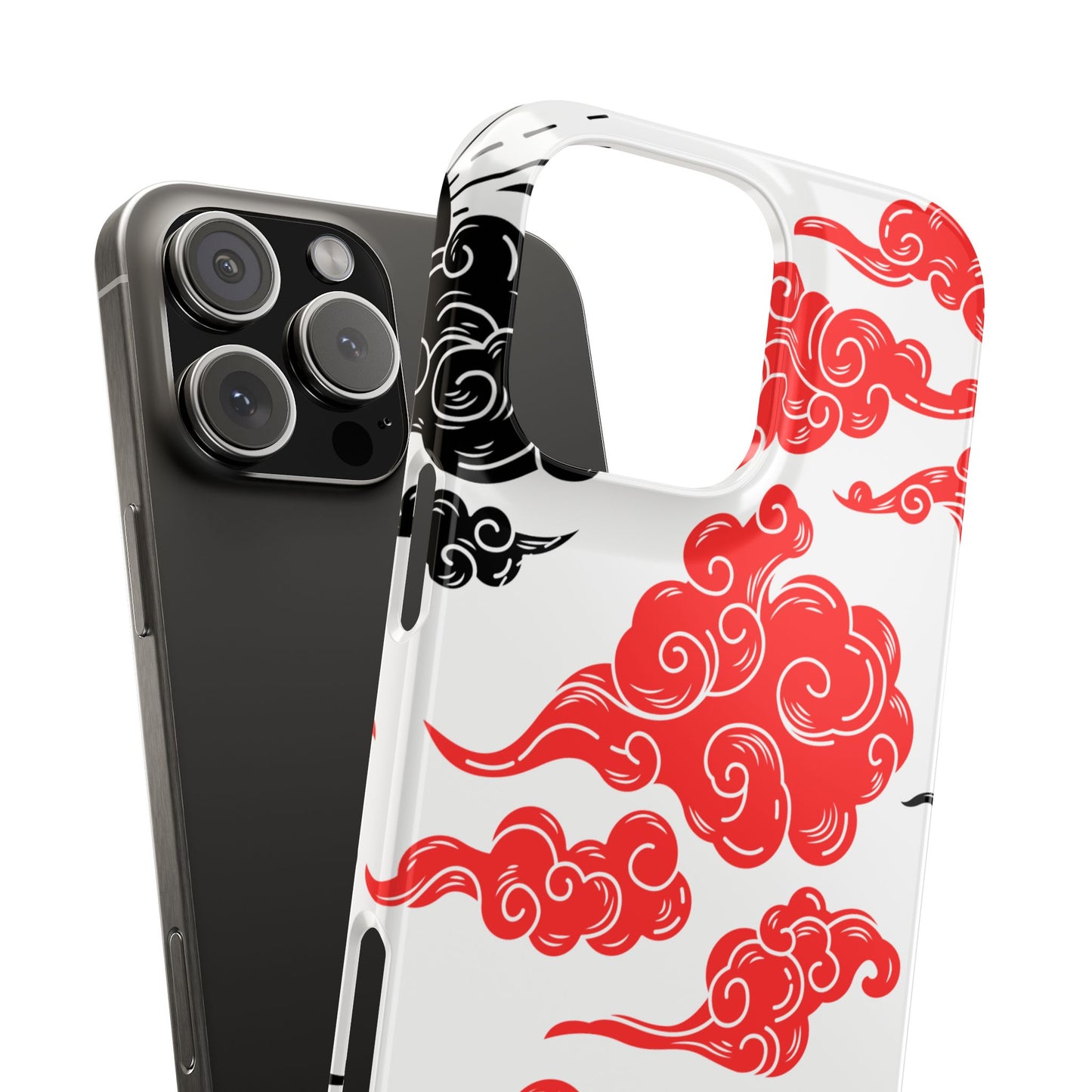 Red & Black Japanese Otaku Cloud iPhone Case - Stylish & Protective Cover