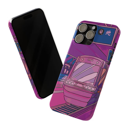 iPhone case with Japanese Vaporwave cityscape for iPhone 16, 15, 14 and 13. Neon Asian style