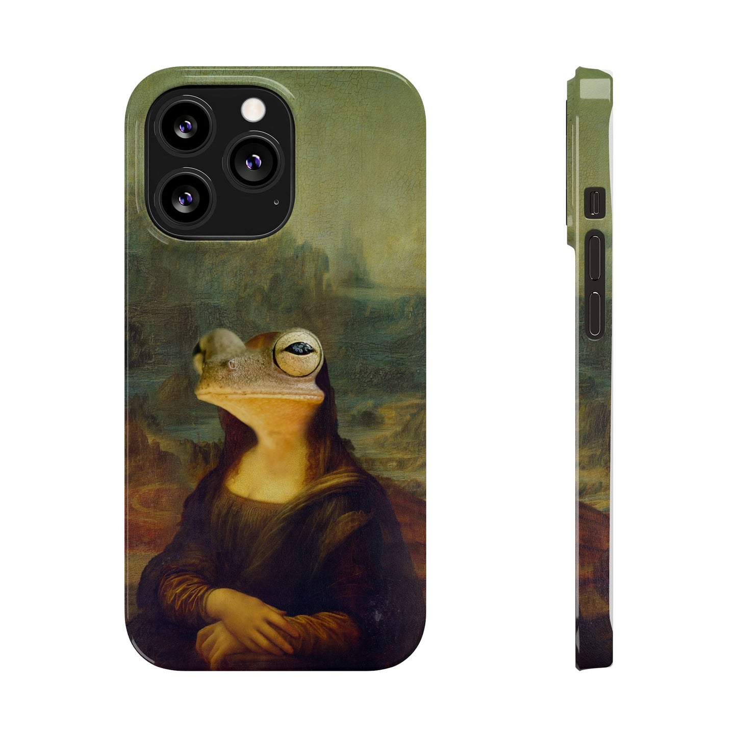 Froggy iPhone Case, Mona Lisa Parody, Wireless Charging - iPhone 16, 15, 14, 13 Pro/Max