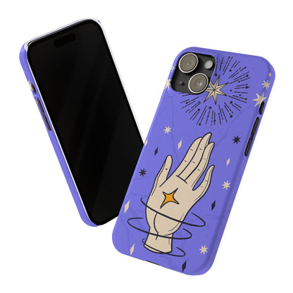 Purple Mystic Hand iPhone 15, 14, 13 Case - Celestial Design - Fits iPhone 15 Pro and Max - Ideal Gift for Astrology Enthusiasts