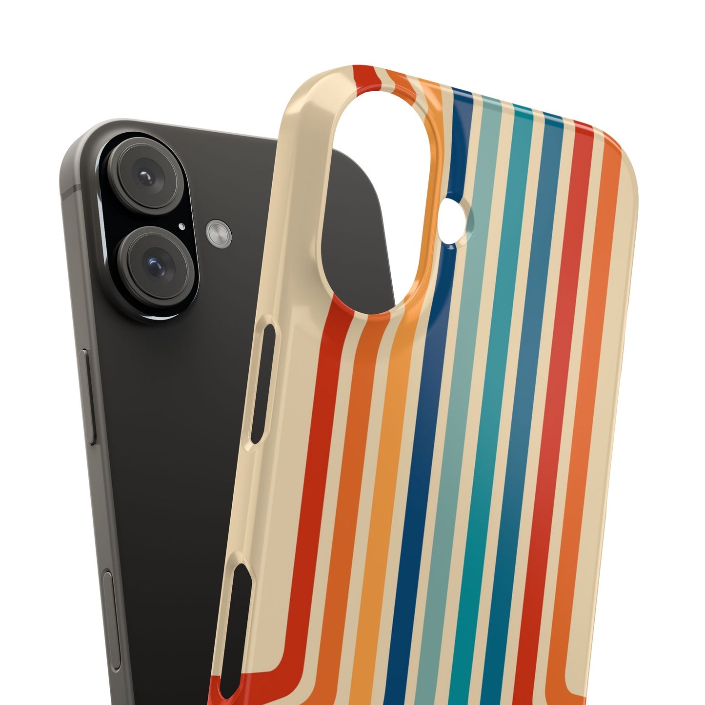 Retro iPhone case with abstract stripes on the horizon - Timeless Design for Summer - For iPhone 13, iPhone 14 and iPhone 15 pro and max.