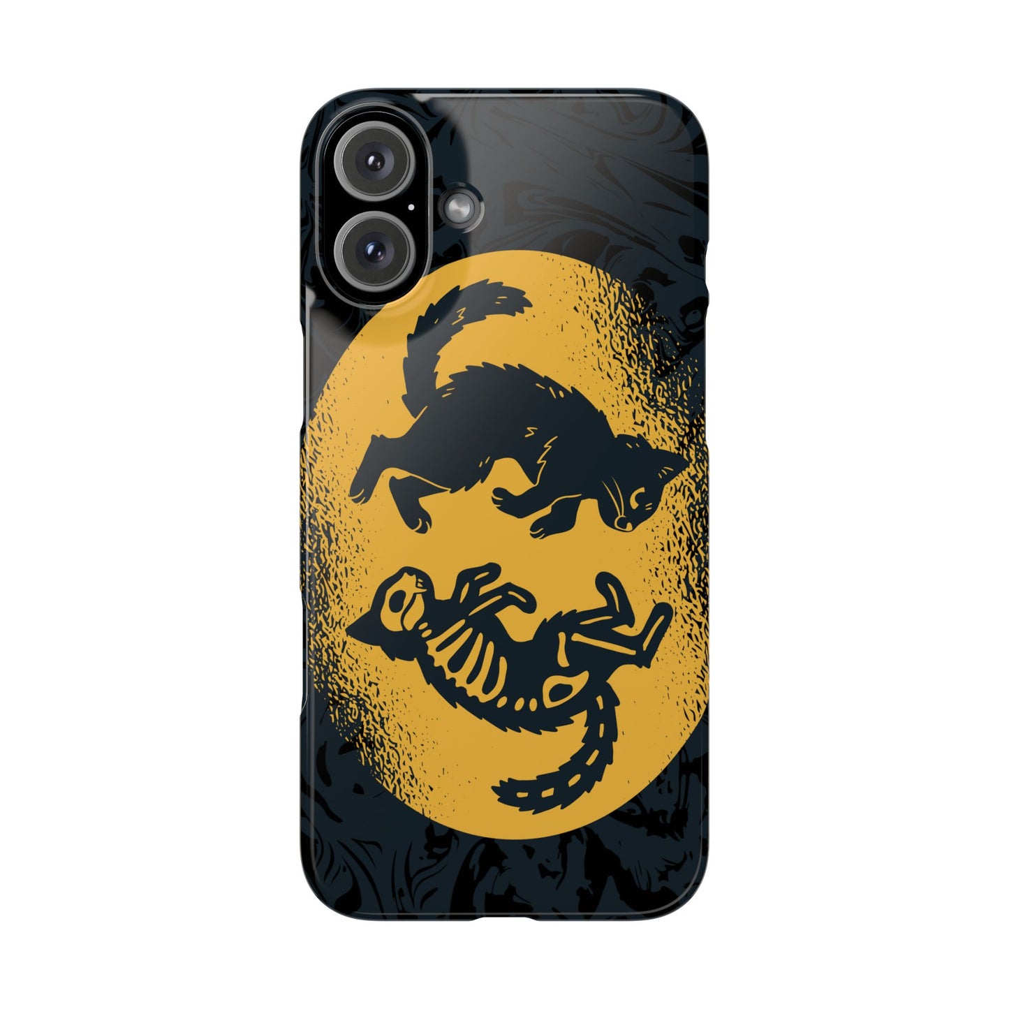 iPhone 16 case Halloween Edition Kitten: Duel between Life and Death in Two Phases Skull. Pro, max and mini