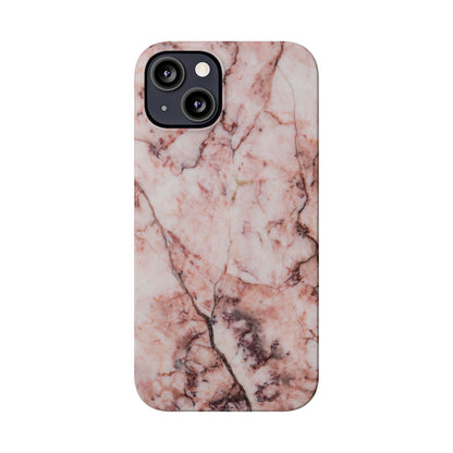 Case iPhone Natural pink stone marble design. For iphone 15, iphone 14 and iphone 13. Pro and max. Supports wireless charging. Premium