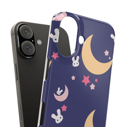 Adorable Bunnies with Moons Background iPhone Case - Ideal for Kids and Rabbit Lovers - For iphone 15 cases, iphone 14 and iphone 13 pro/max