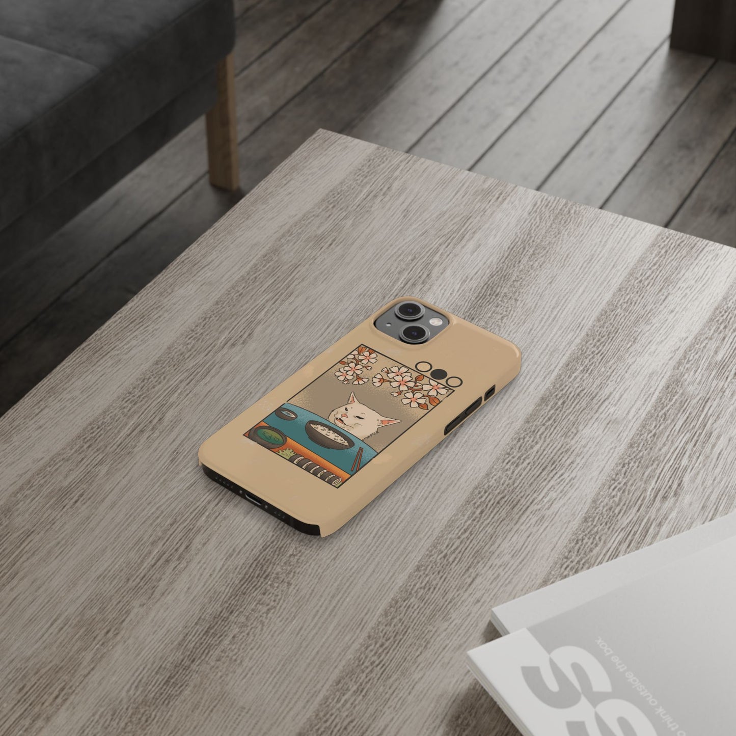 Whimsical Cat and Sushi iPhone Case – Meme-Inspired