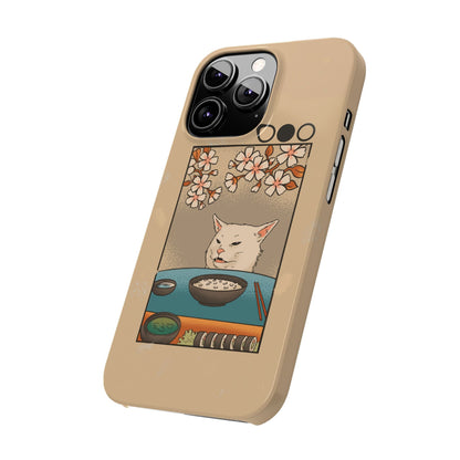 Whimsical Cat and Sushi iPhone Case – Meme-Inspired