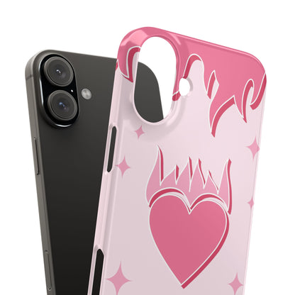 Pink iPhone 15 Case with Heart on Fire - Modern and Feminine Design - For iphone 13, iphone 14 and iphone 15 pro and max