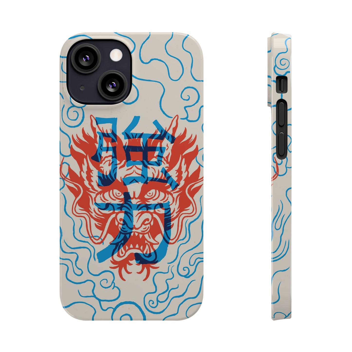 Geek iphone case with asian art duotone style. Case for iphone 15, iphone 14 and iphone 13 pro and max.