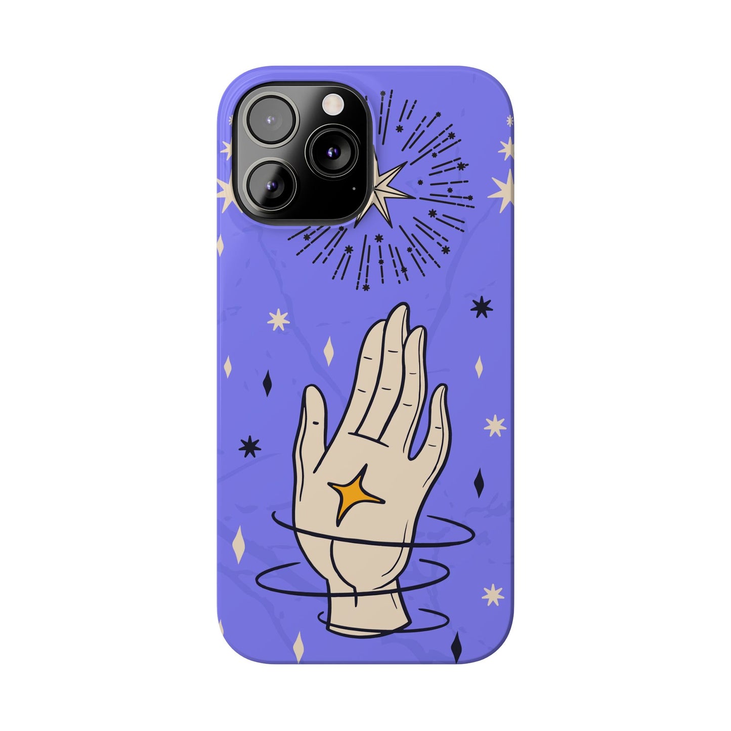 Purple Mystic Hand iPhone 15, 14, 13 Case - Celestial Design - Fits iPhone 15 Pro and Max - Ideal Gift for Astrology Enthusiasts