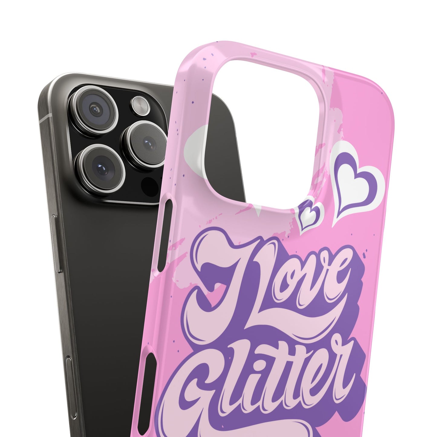 "i love glitter" Design and hearts