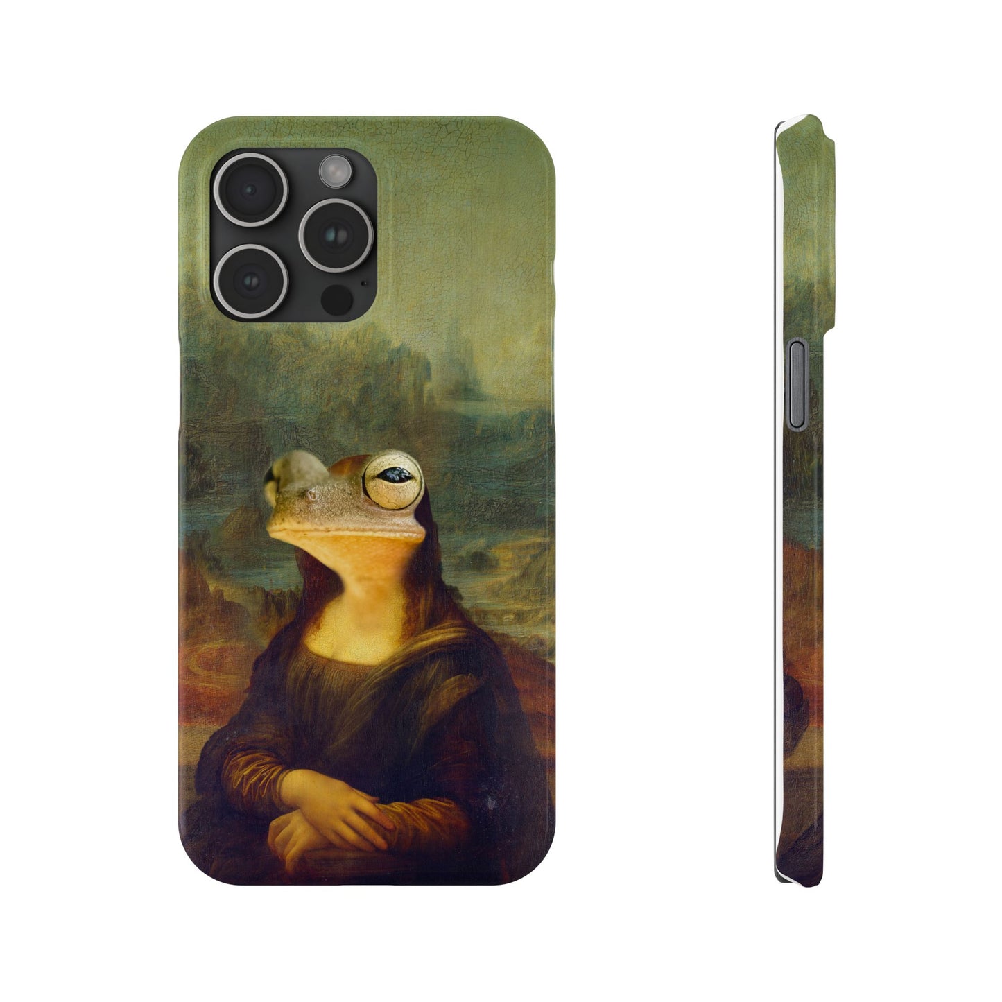 Froggy iPhone Case, Mona Lisa Parody, Wireless Charging - iPhone 16, 15, 14, 13 Pro/Max