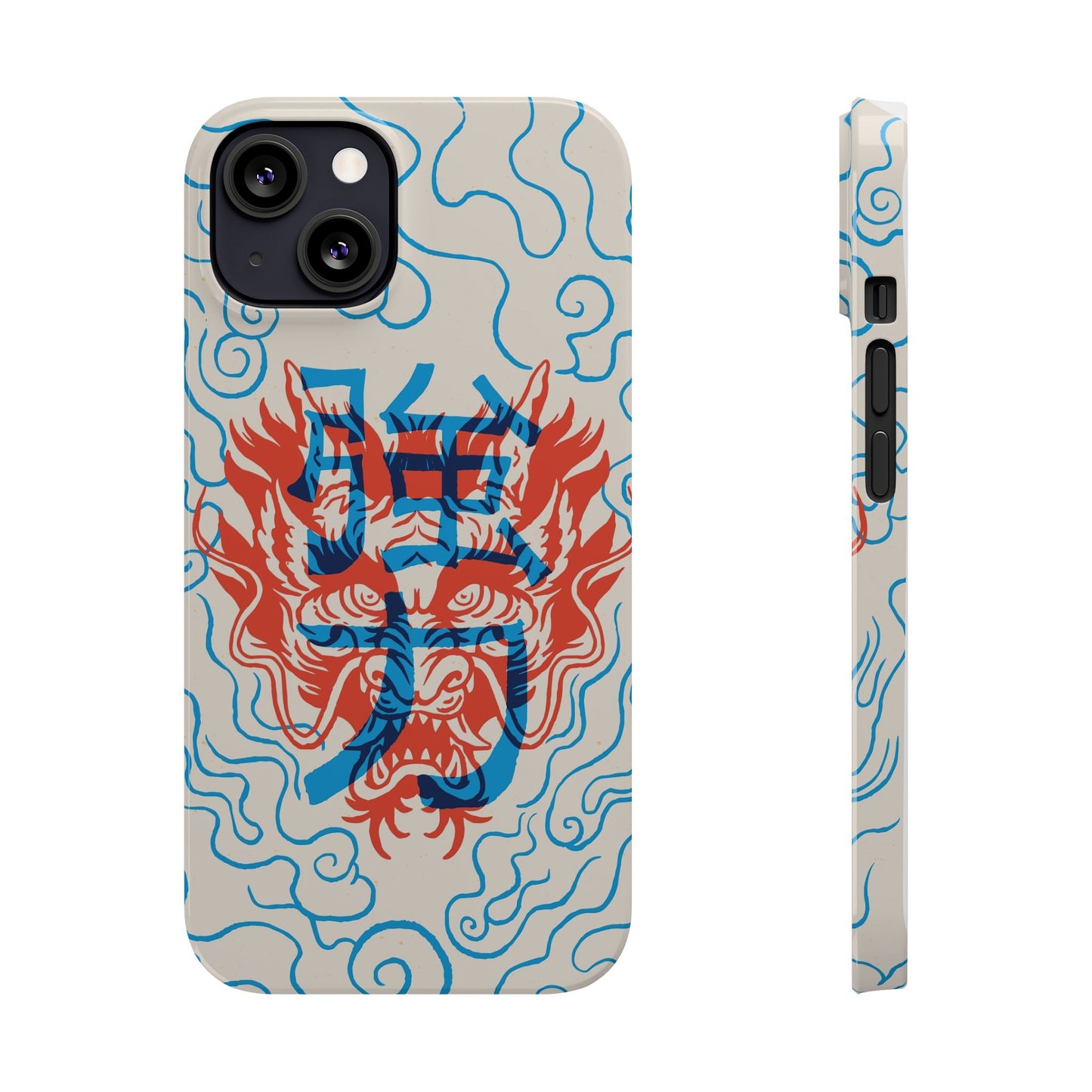 Geek iphone case with asian art duotone style. Case for iphone 15, iphone 14 and iphone 13 pro and max.