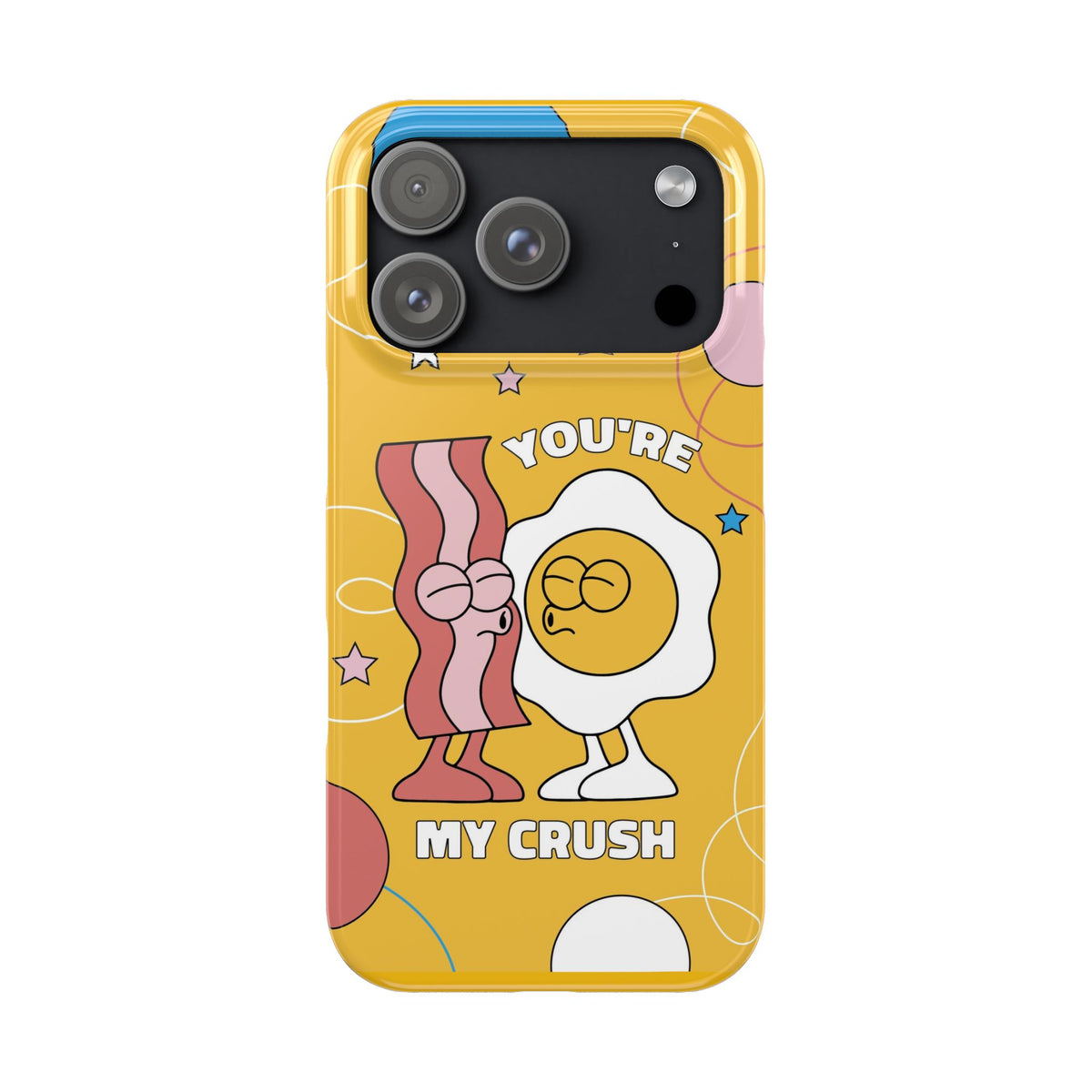 fried egg and bacon couple in retro cartoon style. - casetinger