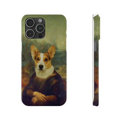 Puppy iPhone Case, Mona Lisa Parody, Wireless Charging - iPhone 16, 15, 14, 13 Pro/Max