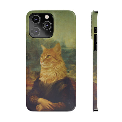 Kitty-Inspired iPhone Case, Mona Lisa Art, Wireless Charging Compatible - iPhone 16 15, 14, 13 Pro/Max