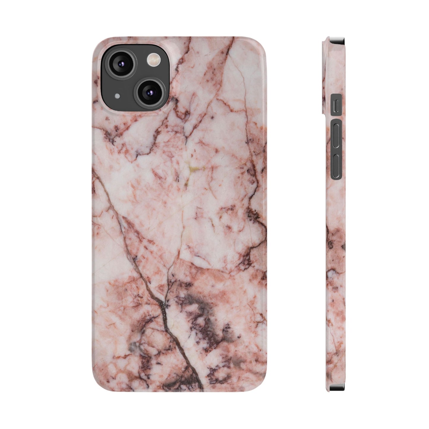 Case iPhone Natural pink stone marble design. For iphone 15, iphone 14 and iphone 13. Pro and max. Supports wireless charging. Premium