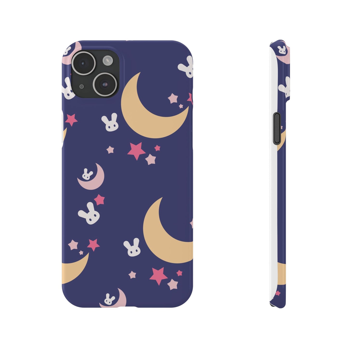 Adorable Bunnies with Moons Background iPhone Case - Ideal for Kids and Rabbit Lovers - For iphone 15 cases, iphone 14 and iphone 13 pro/max