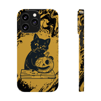 iPhone Case Halloween Edition: Kitty Carving Pumpkin. Iphone 16, 15 case, iphone 14 case, iphone 13 case. Pro, max and mini