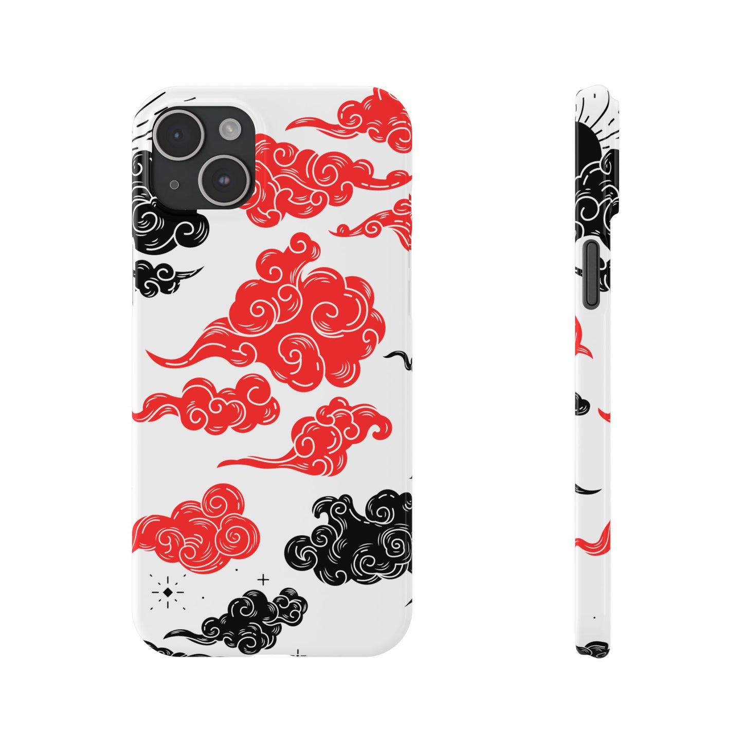 Red & Black Japanese Otaku Cloud iPhone Case - Stylish & Protective Cover