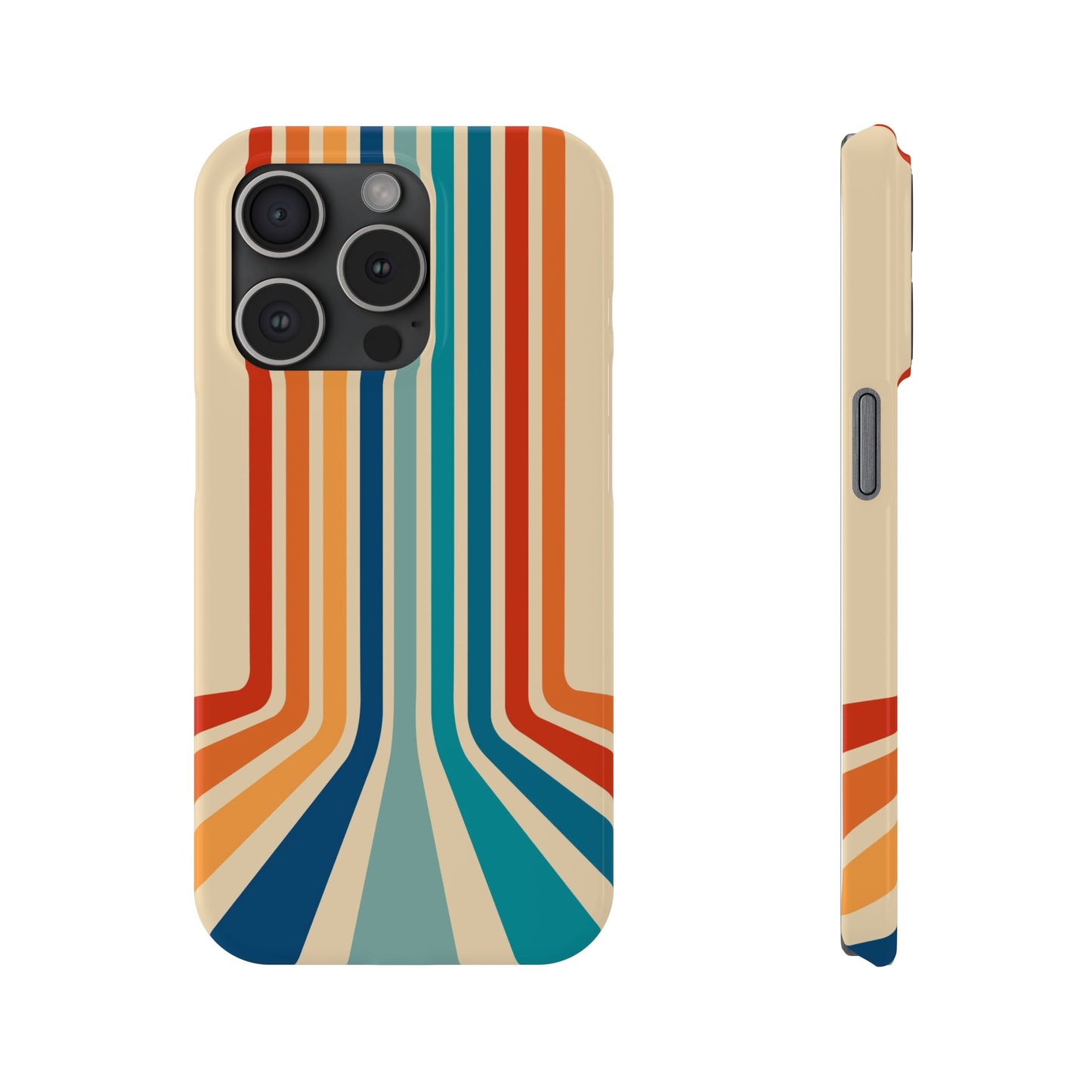 Retro iPhone case with abstract stripes on the horizon - Timeless Design for Summer - For iPhone 13, iPhone 14 and iPhone 15 pro and max.