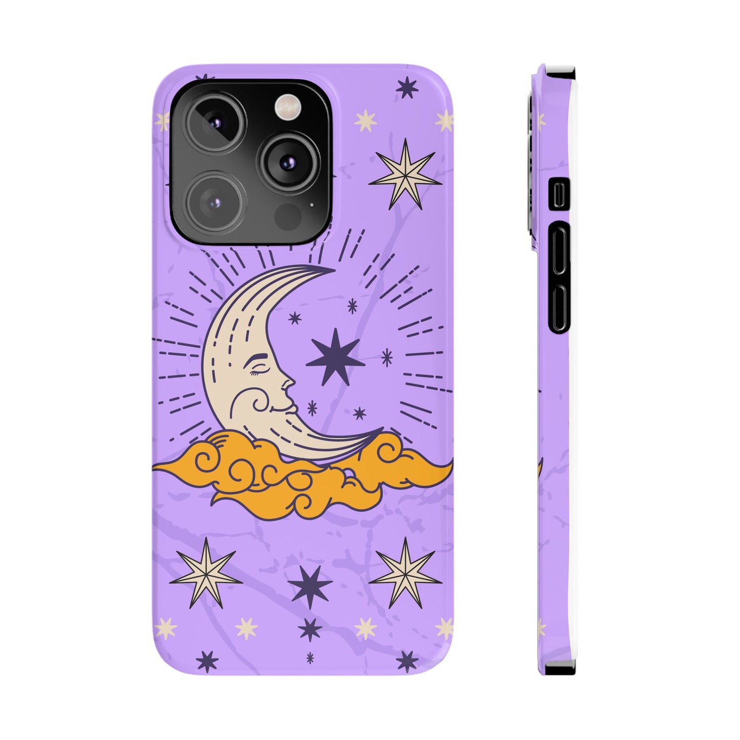 Purple Moon & Modern Witch iPhone 16, 15, 14, 13 Case - Celestial Design - Fits iPhone 15 Pro and Max - Ideal Gift for Modern Witches