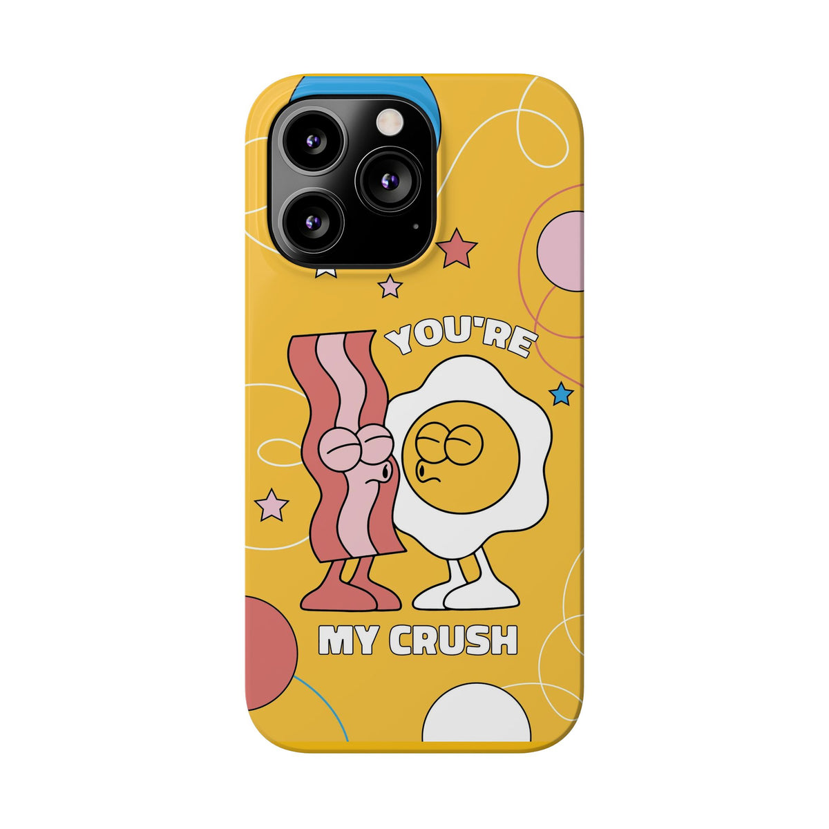 fried egg and bacon couple in retro cartoon style. - casetinger