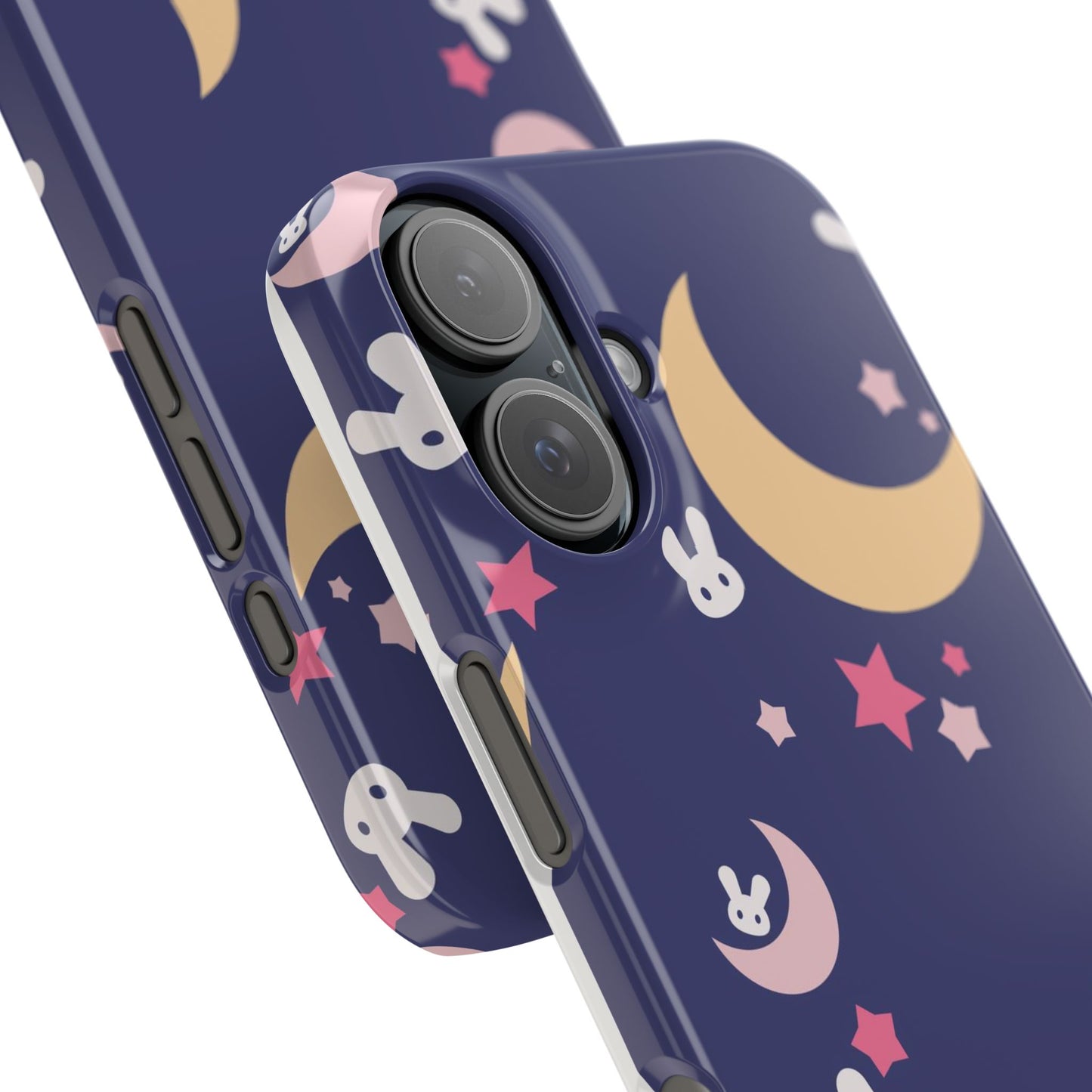 Adorable Bunnies with Moons Background iPhone Case - Ideal for Kids and Rabbit Lovers - For iphone 15 cases, iphone 14 and iphone 13 pro/max