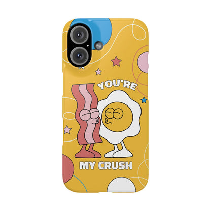 fried egg and bacon couple in retro cartoon style. - casetinger