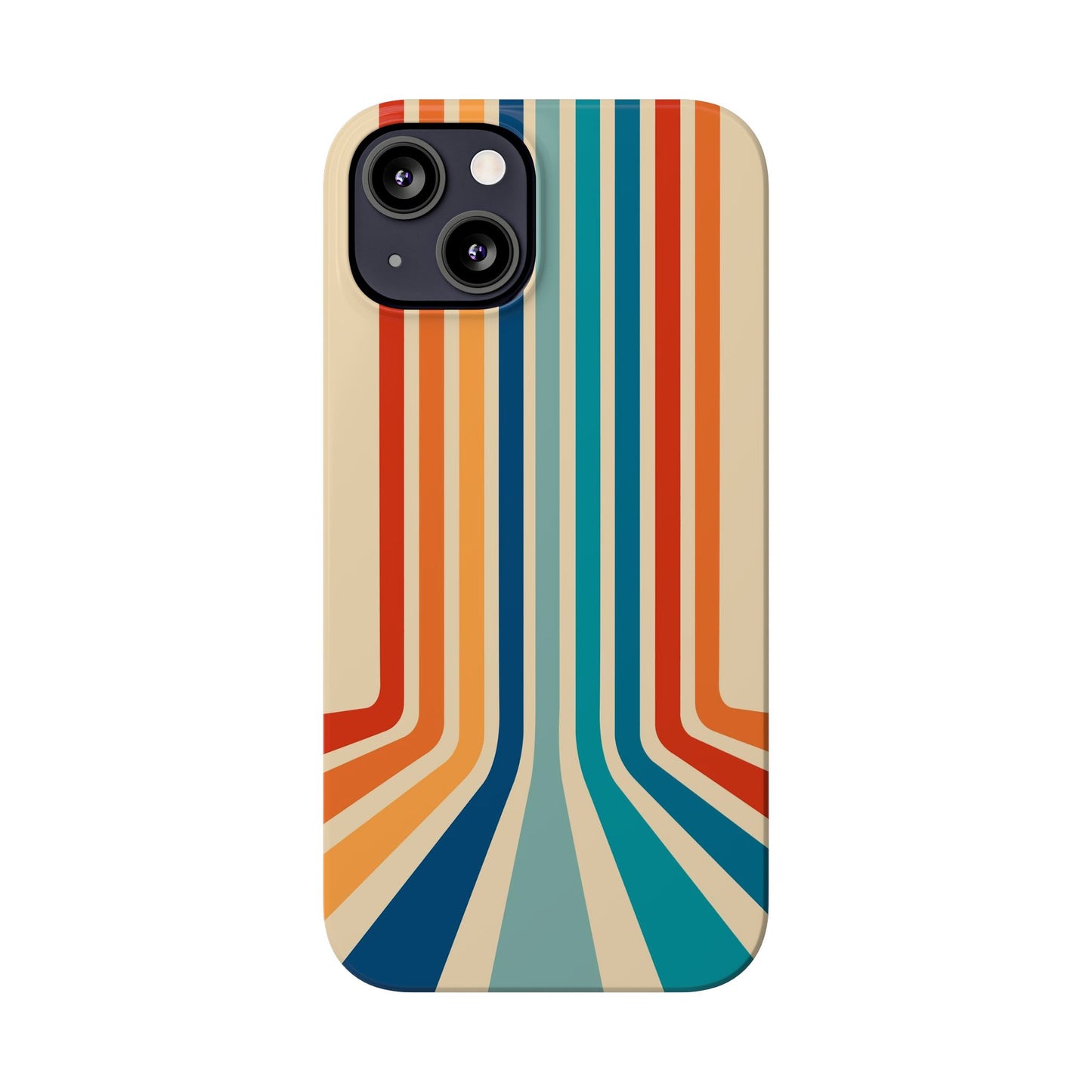 Retro iPhone case with abstract stripes on the horizon - Timeless Design for Summer - For iPhone 13, iPhone 14 and iPhone 15 pro and max.