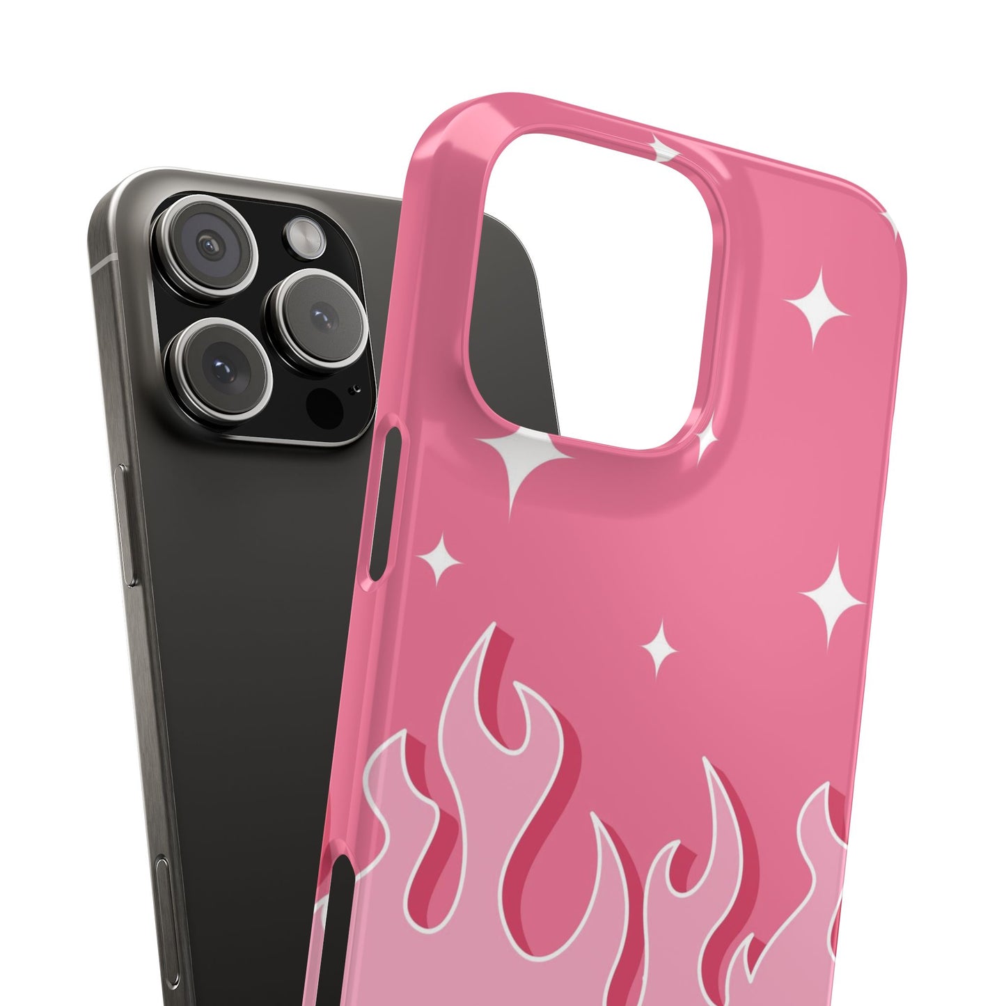 Pink Flame iPhone Case with Heart - Feminine Design for Women. For iphone 13, iphone 14 and iphone 15 pro and max