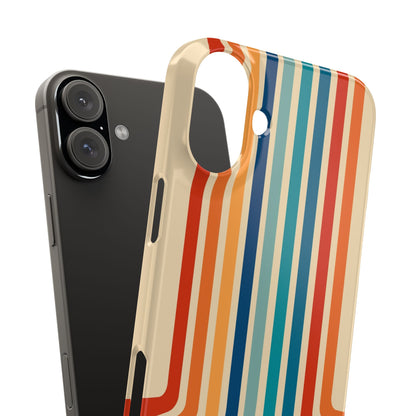 Retro iPhone case with abstract stripes on the horizon - Timeless Design for Summer - For iPhone 13, iPhone 14 and iPhone 15 pro and max.