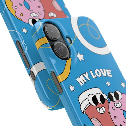 Fast food couple in retro cartoon style.