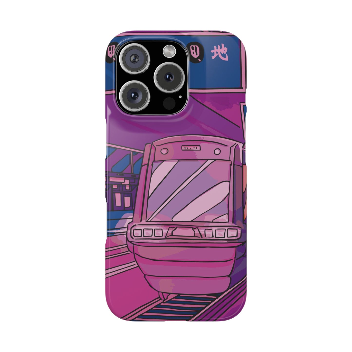 iPhone case with Japanese Vaporwave cityscape for iPhone 16, 15, 14 and 13. Neon Asian style