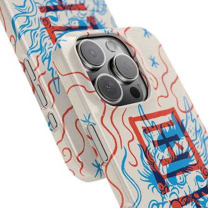 Geek case with dragon design and Asian art duotone style