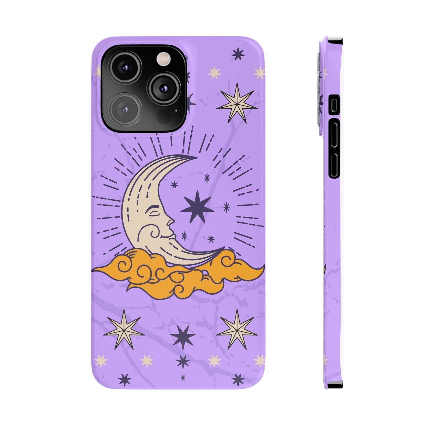 Purple Moon & Modern Witch iPhone 16, 15, 14, 13 Case - Celestial Design - Fits iPhone 15 Pro and Max - Ideal Gift for Modern Witches