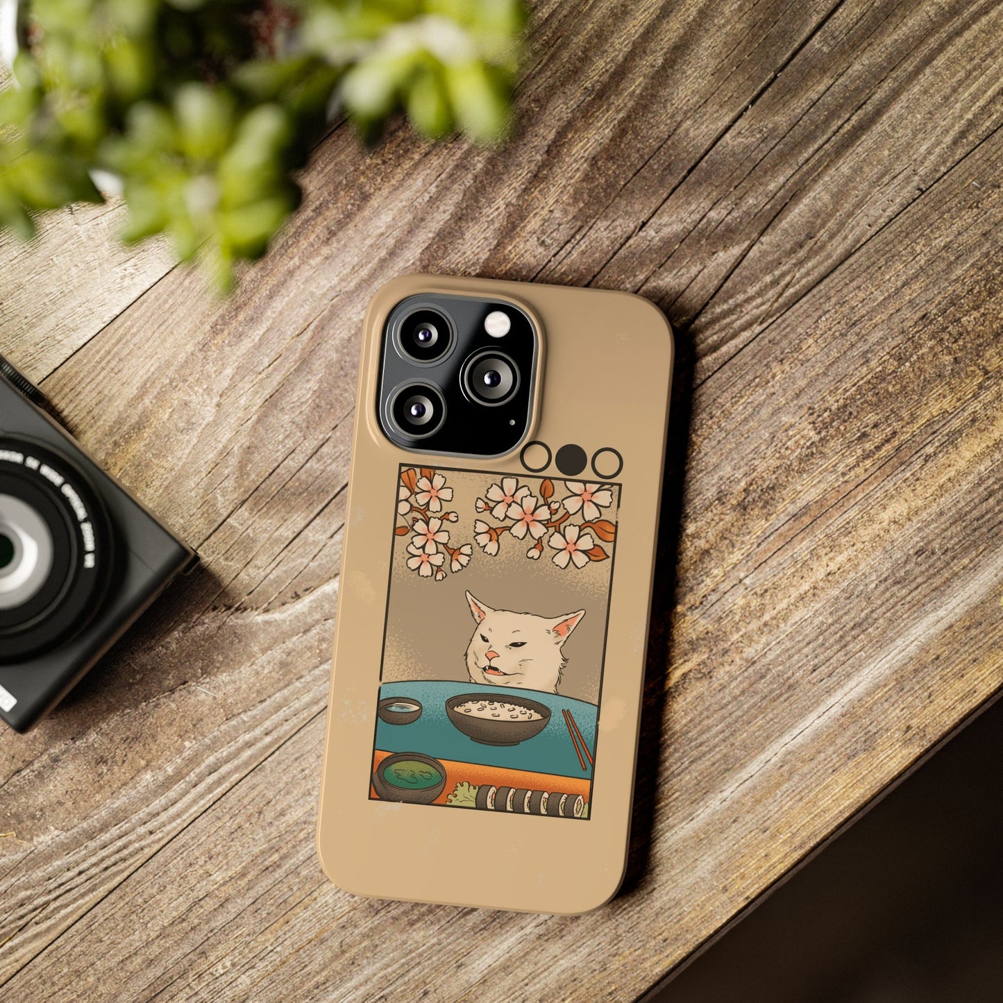 Whimsical Cat and Sushi iPhone Case – Meme-Inspired