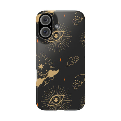 Black and Gold Mystical Astrology iPhone  16, 15, 14,  13 Case. Perfect Gift for Astrology Lovers. Celestial Symbolism - Fits iPhone 15 Pro & Max