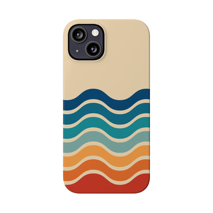 Retro Abstract Striped iPhone Case - Timeless Design for Summer - For iPhone 13, iPhone 14 and iPhone 15 Pro and Max.