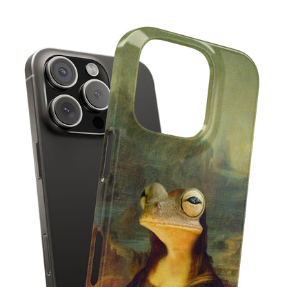 Froggy iPhone Case, Mona Lisa Parody, Wireless Charging - iPhone 16, 15, 14, 13 Pro/Max