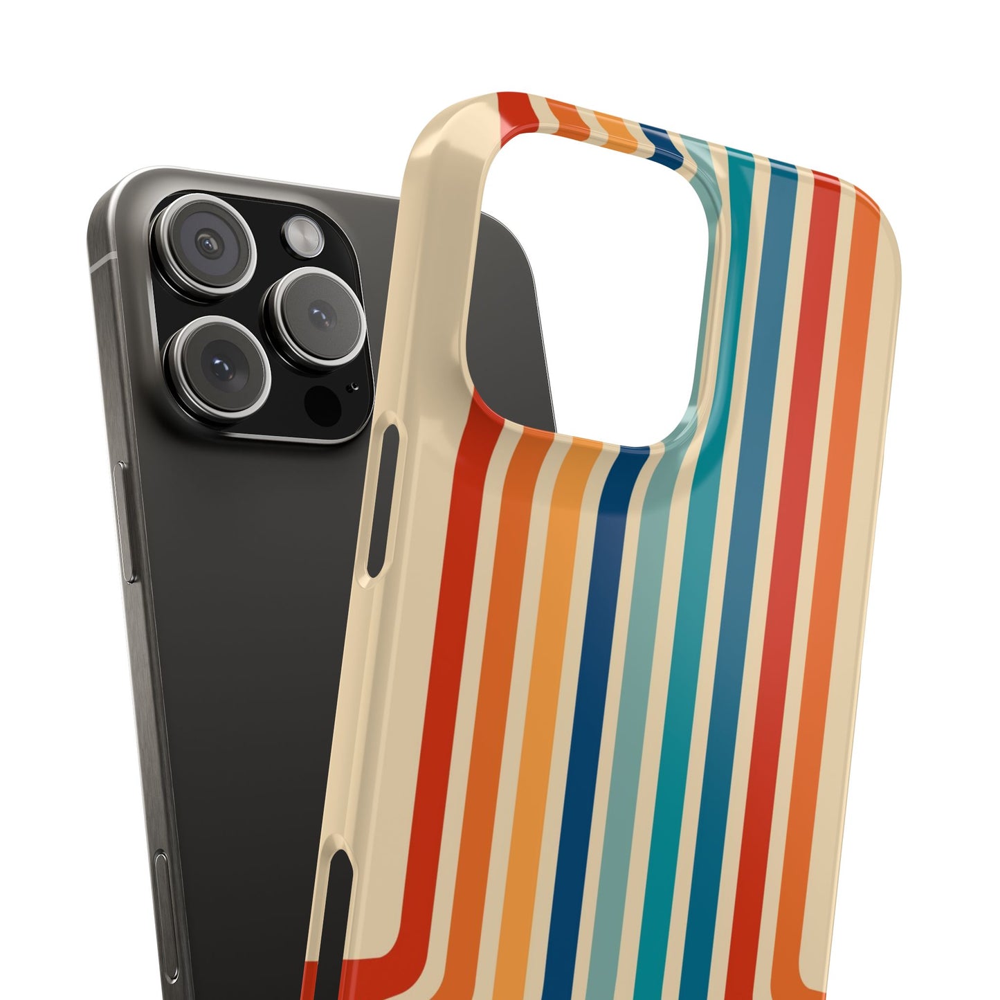 Retro iPhone case with abstract stripes on the horizon - Timeless Design for Summer - For iPhone 13, iPhone 14 and iPhone 15 pro and max.