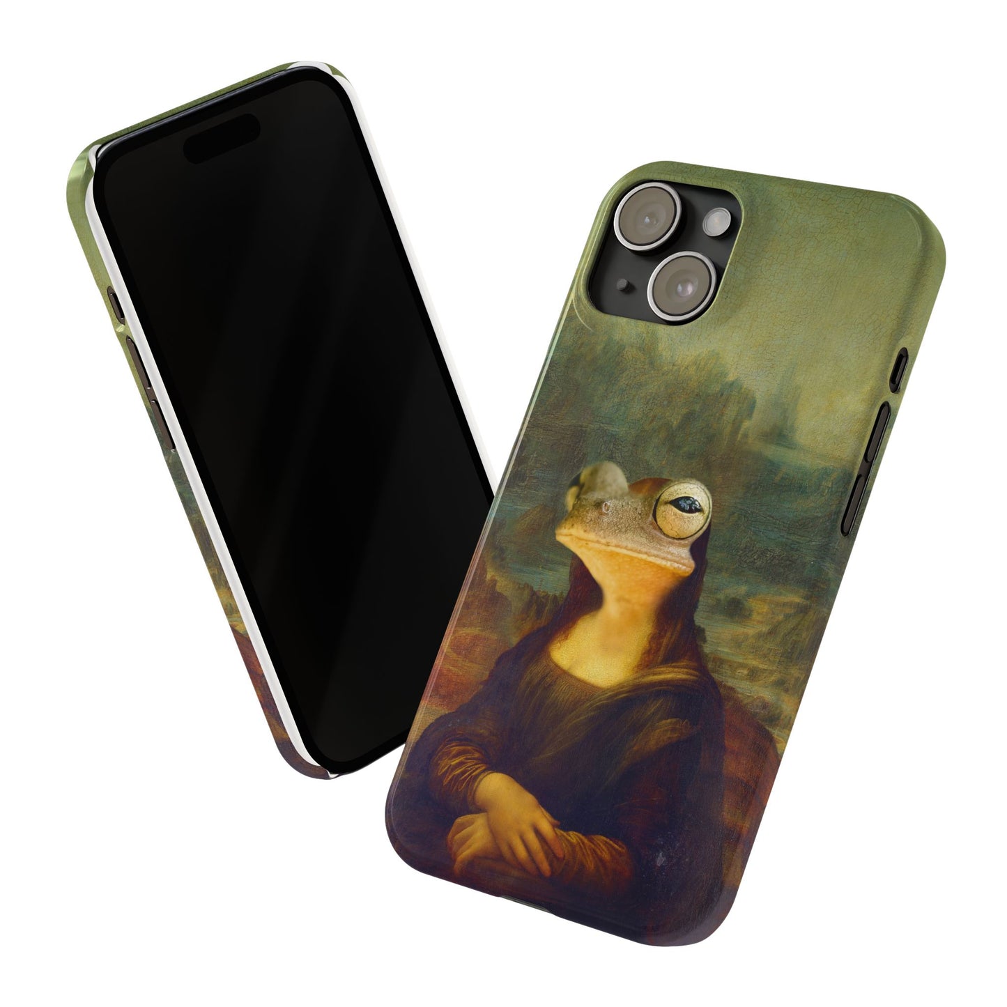 Froggy iPhone Case, Mona Lisa Parody, Wireless Charging - iPhone 16, 15, 14, 13 Pro/Max