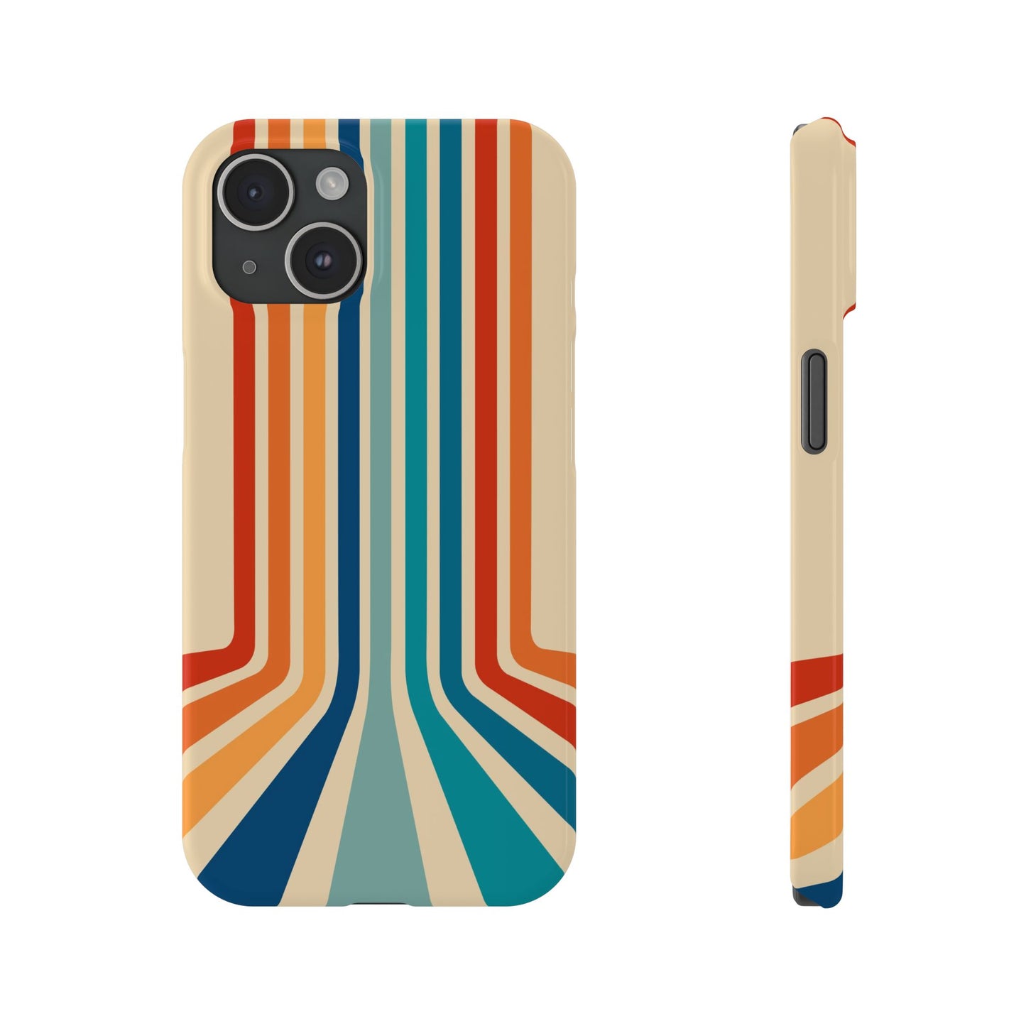 Retro iPhone case with abstract stripes on the horizon - Timeless Design for Summer - For iPhone 13, iPhone 14 and iPhone 15 pro and max.