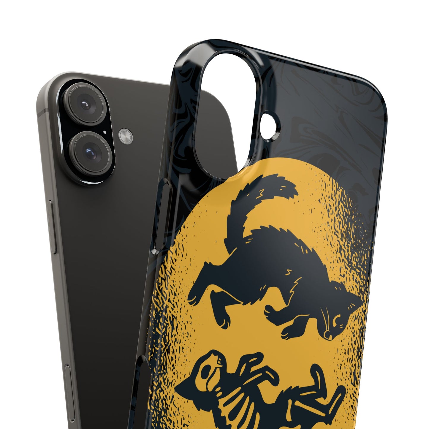 iPhone 16 case Halloween Edition Kitten: Duel between Life and Death in Two Phases Skull. Pro, max and mini