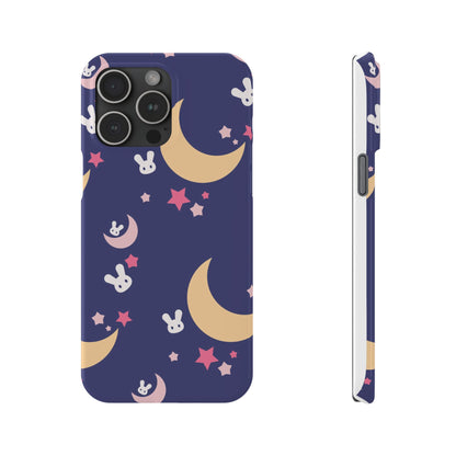 Adorable Bunnies with Moons Background iPhone Case - Ideal for Kids and Rabbit Lovers - For iphone 15 cases, iphone 14 and iphone 13 pro/max