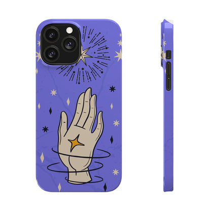 Purple Mystic Hand iPhone 15, 14, 13 Case - Celestial Design - Fits iPhone 15 Pro and Max - Ideal Gift for Astrology Enthusiasts