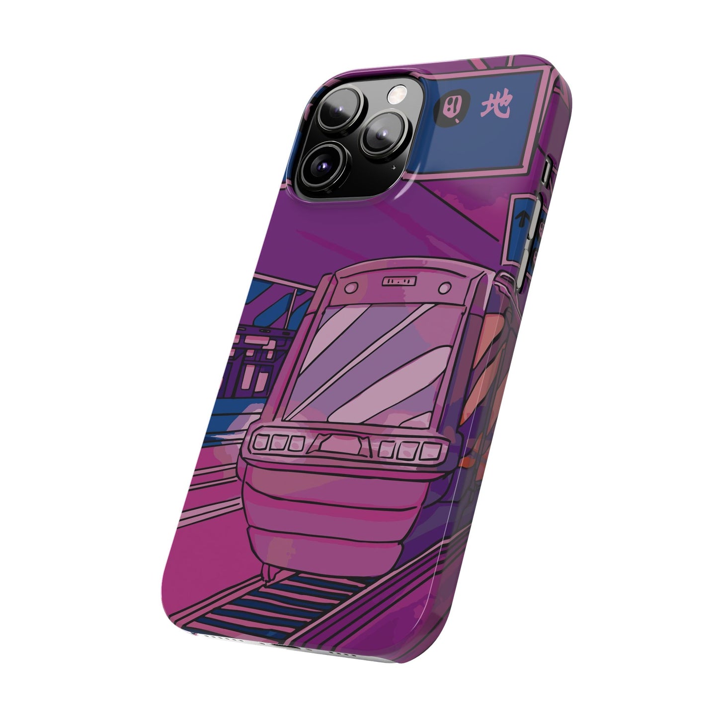 iPhone case with Japanese Vaporwave cityscape for iPhone 16, 15, 14 and 13. Neon Asian style