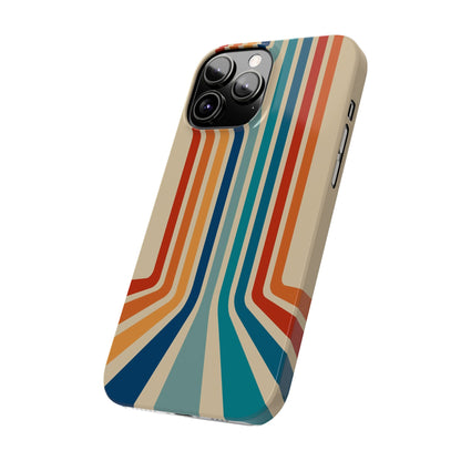 Retro iPhone case with abstract stripes on the horizon - Timeless Design for Summer - For iPhone 13, iPhone 14 and iPhone 15 pro and max.