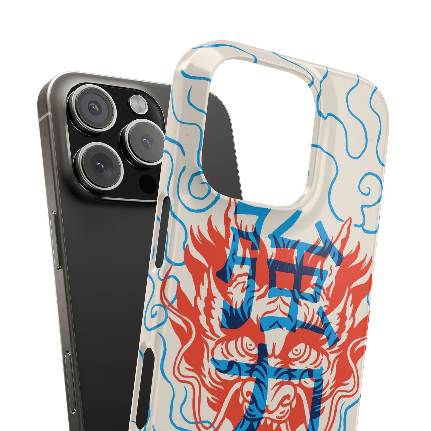 Geek iphone case with asian art duotone style. Case for iphone 15, iphone 14 and iphone 13 pro and max.