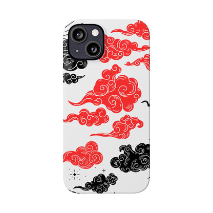 Red & Black Japanese Otaku Cloud iPhone Case - Stylish & Protective Cover